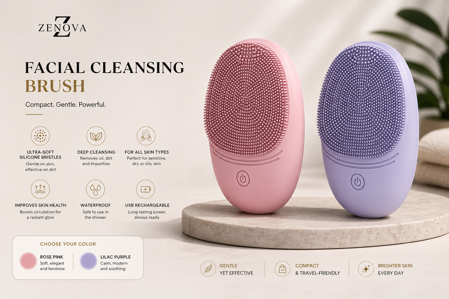 Electric Silicone Facial Cleansing Brush – Deep Pore Clean & Gentle Exfoliation